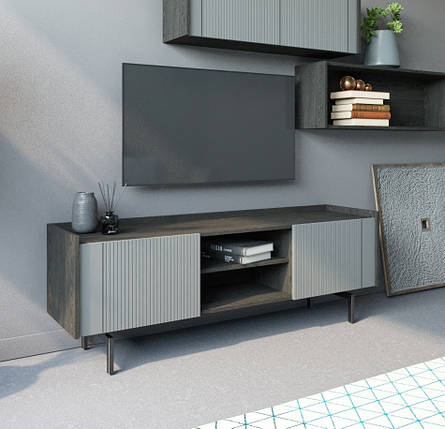 Тумба під ТБ 3D TV-01 каштан арвадона/МДФ сірий софттач ТМ DecoGroup, фото 1