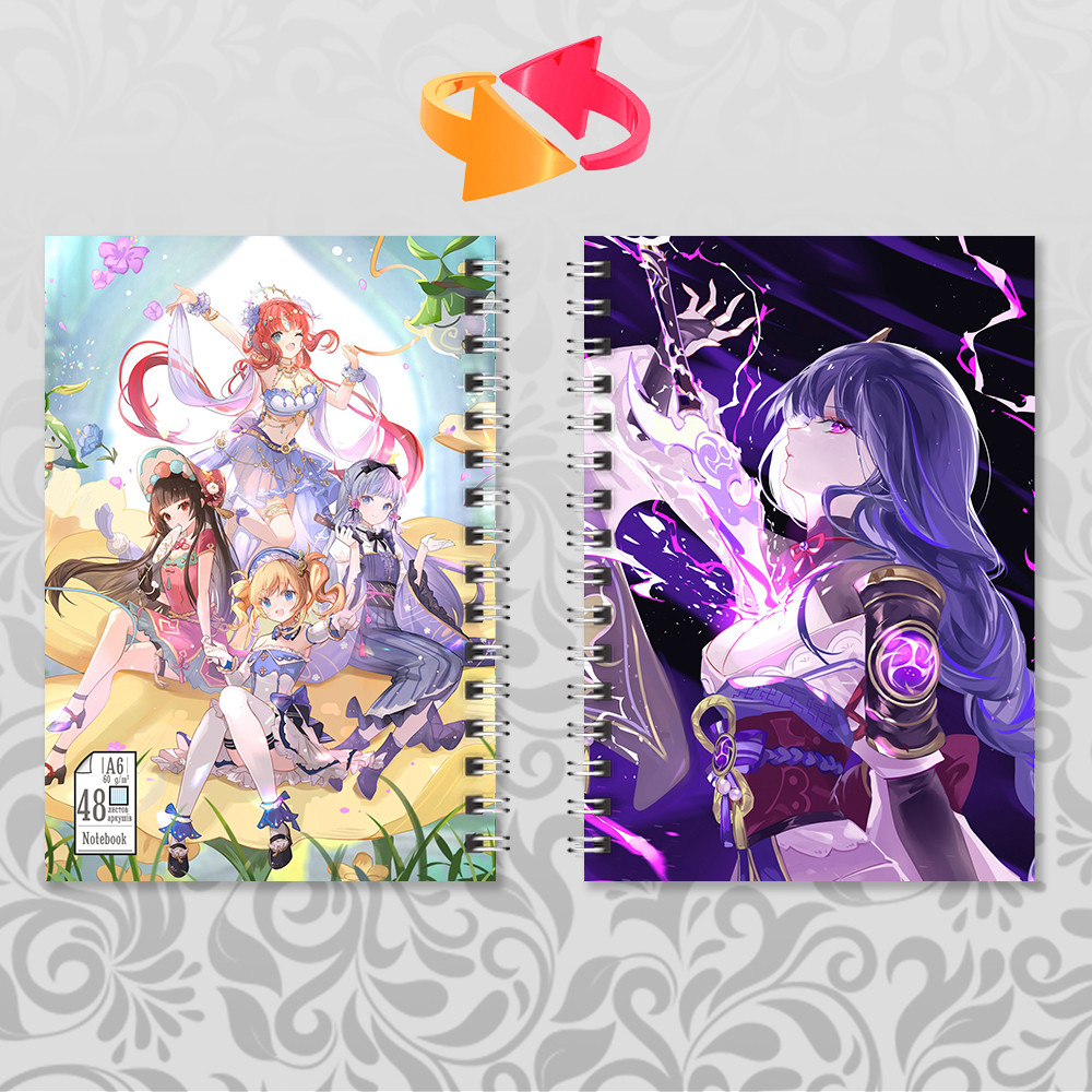 Блокнот А6 Genshin Impact Райден Шьоґун (у клітинку на 48 аркушів), фото 1