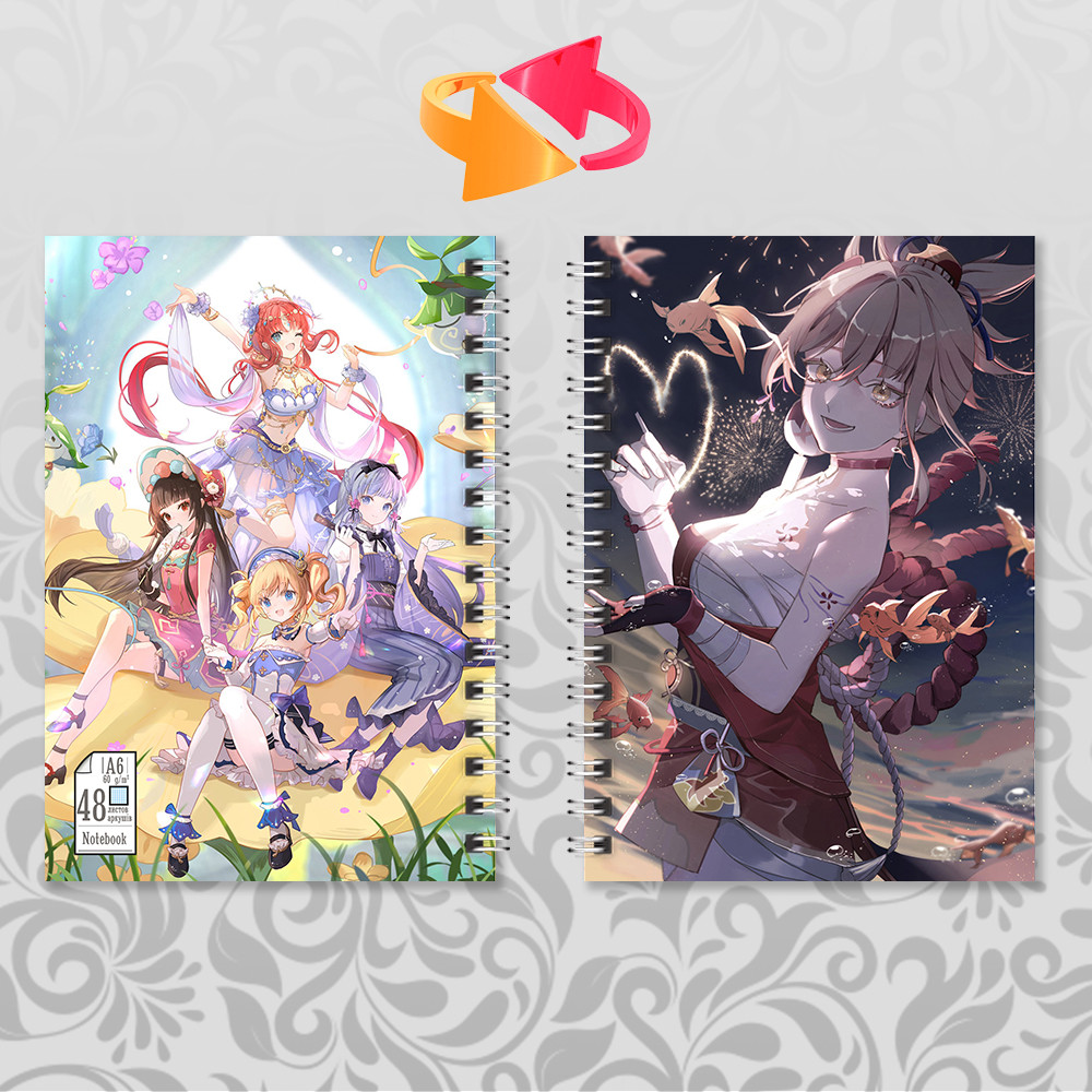 Блокнот А6 Genshin Impact Йоімія (у клітинку на 48 аркушів), фото 1