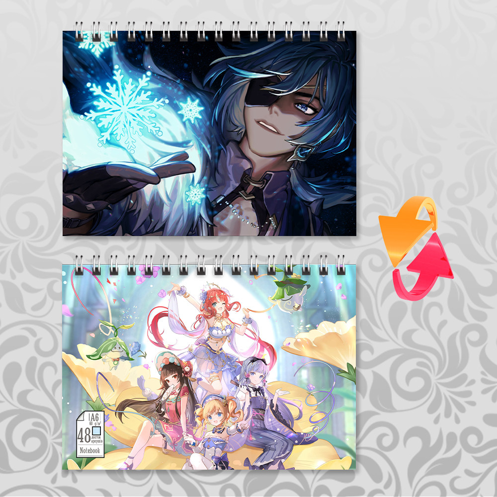 Блокнот А6 Genshin Impact Кая (у клітинку на 48 аркушів), фото 1