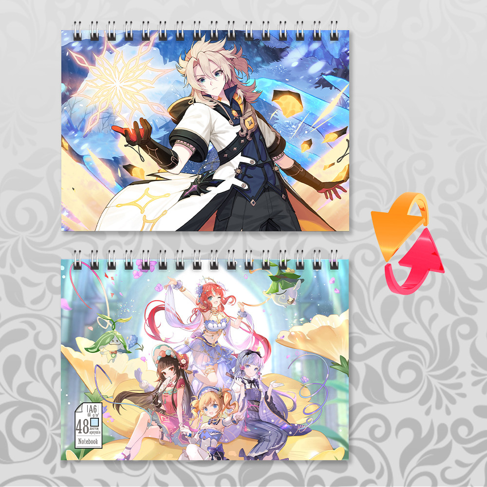 Блокнот А6 Genshin Impact Альбедо (в клітинку на 48 аркушів), фото 1