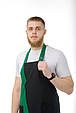 Фартух бариста кухаря офіціанта габардиновий з нагрудником яскраво зелений, фото 9