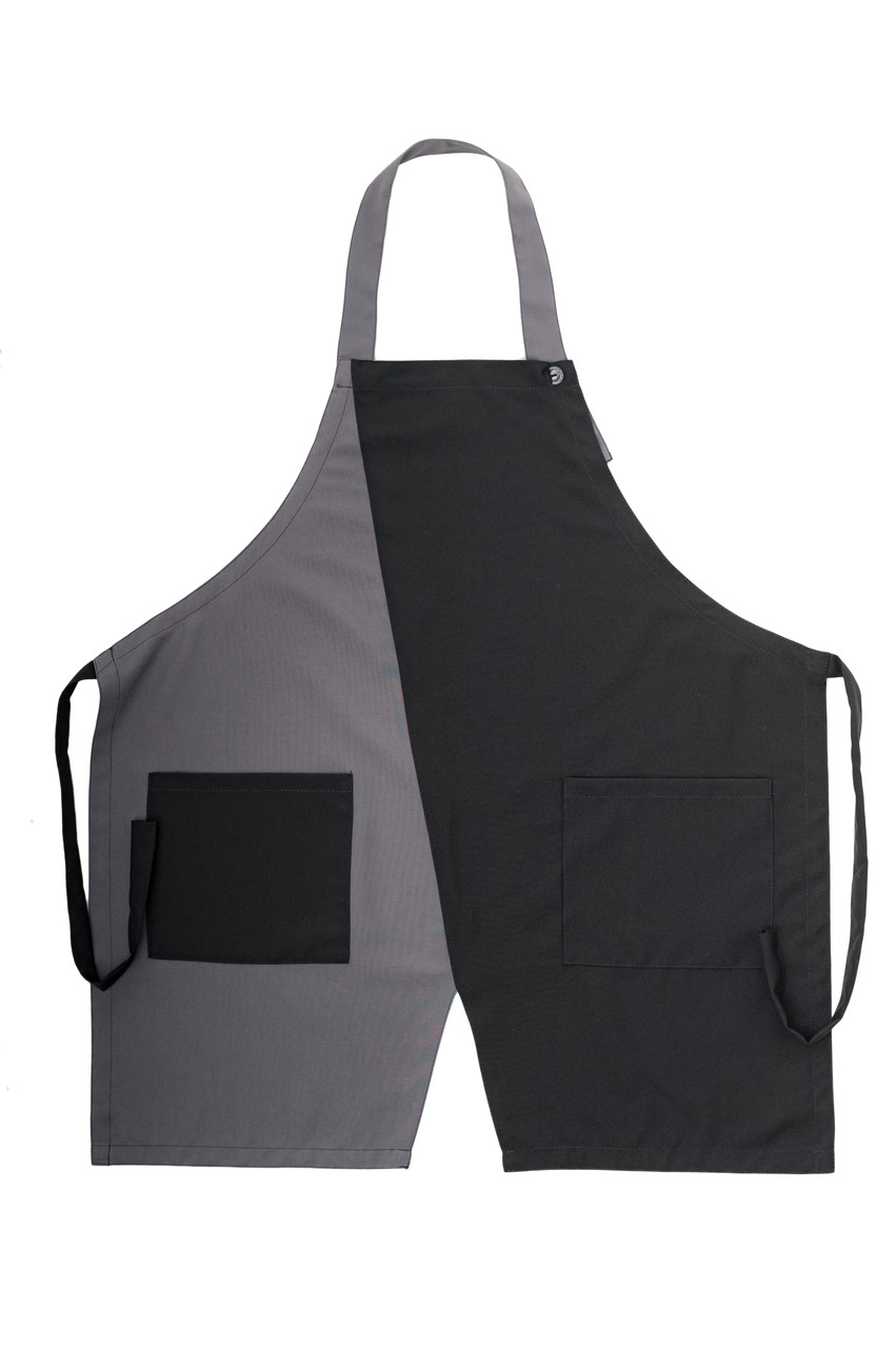 Фартух бариста кухаря офіціанта габардиновий з нагрудником чорний сірий, фото 1