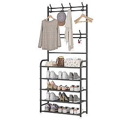 Підлогова вішалка для одягу та взуття на 5 полиць 165х59х29,5см / Стійка для одягу з полицею для взуття
