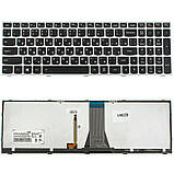 Клавіатура для ноутбука LENOVO (G50-30, G50-45, G50-70, Z50-70, Z50-75, Flex 2-15) rus, black, silver frame, підсвічування клавіш, фото 3