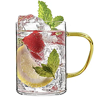 Стеклянная прозрачная чашка из термостекла 450 мл Кружка с двойными стенками для любых напитков