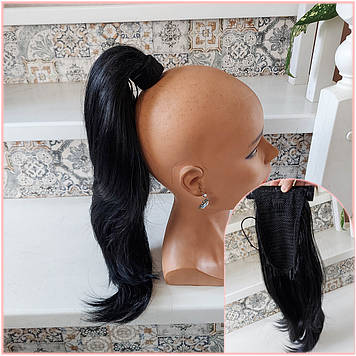 Хвіст прямий каскад на зажимі пружинці чорний F-87 -1