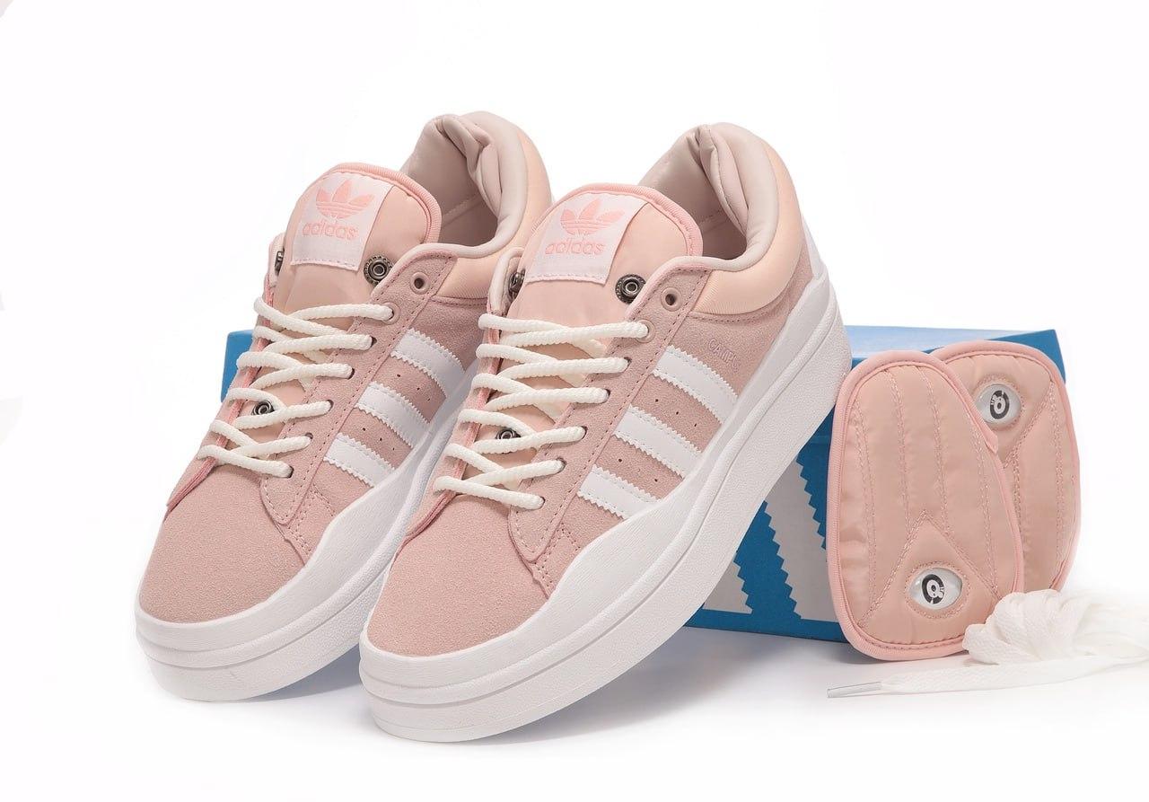 Женские кеды Adidas Campus x Bad Bunny Pink White (пудровые с белым ...