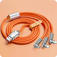 USB-кабель для швидкого заряджання, 1,2 м, 120 Вт, MicroUSB. Type-C.lightening 3 в 1, з поворотом на 180 °
