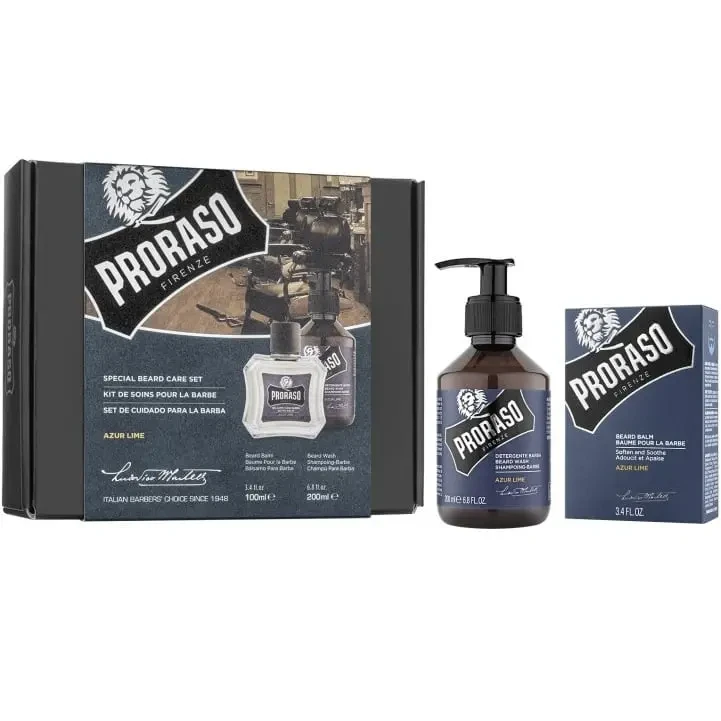 Набір для бороди Proraso Duo Pack Beard Oil + Shampoo Azur Lime