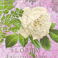 Салфетки декупажные Белая роза на розовом фоне 2271