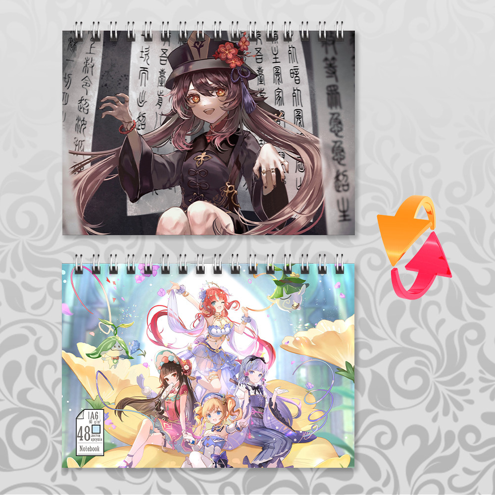 Блокнот на пружині в клітинку 48 арк. Genshin Impact 107, фото 1