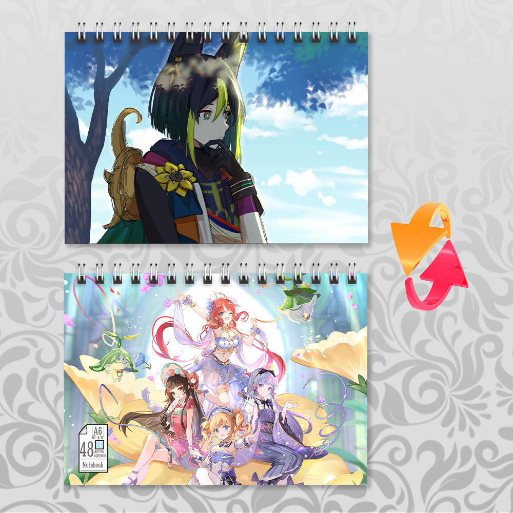 Блокнот А6 Genshin Impact Тігнарі (у клітинку на 48 аркушів), фото 1