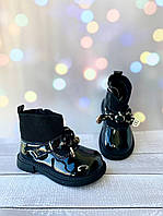 Детские черные демисезонные ботинки для девочки лаковые 21 22 24 25 р
