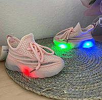 Детские розовые кроссовки для девочек ИЗИ с подсветкой мигалки ( 30 размер)