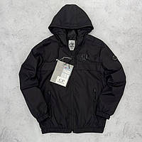 Мужская ветровка C.P. Company Black куртка с капюшоном черная непродуваемая плащевка Компани