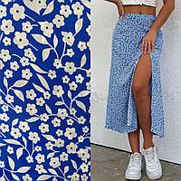 Удобная юбка на резинке с идеальной посадкой цветочный принт синий