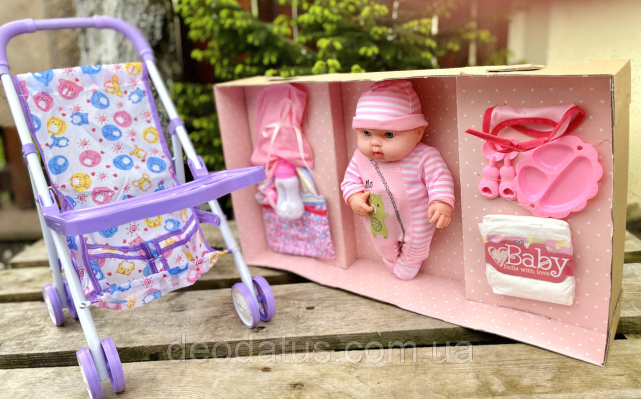 Пупс лялька інтерактивний п’є, пісяє, видає звуки з коляскою для ляльки та аксесуарами BLS-W119, фото 1