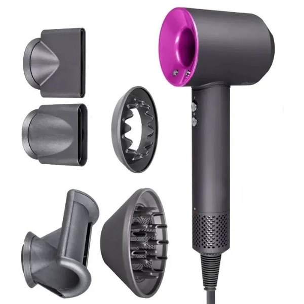 Фен-стайлер для волосся 5 насадок 5в1 1600Вт Super Hair Dryer Fan Фуксія
