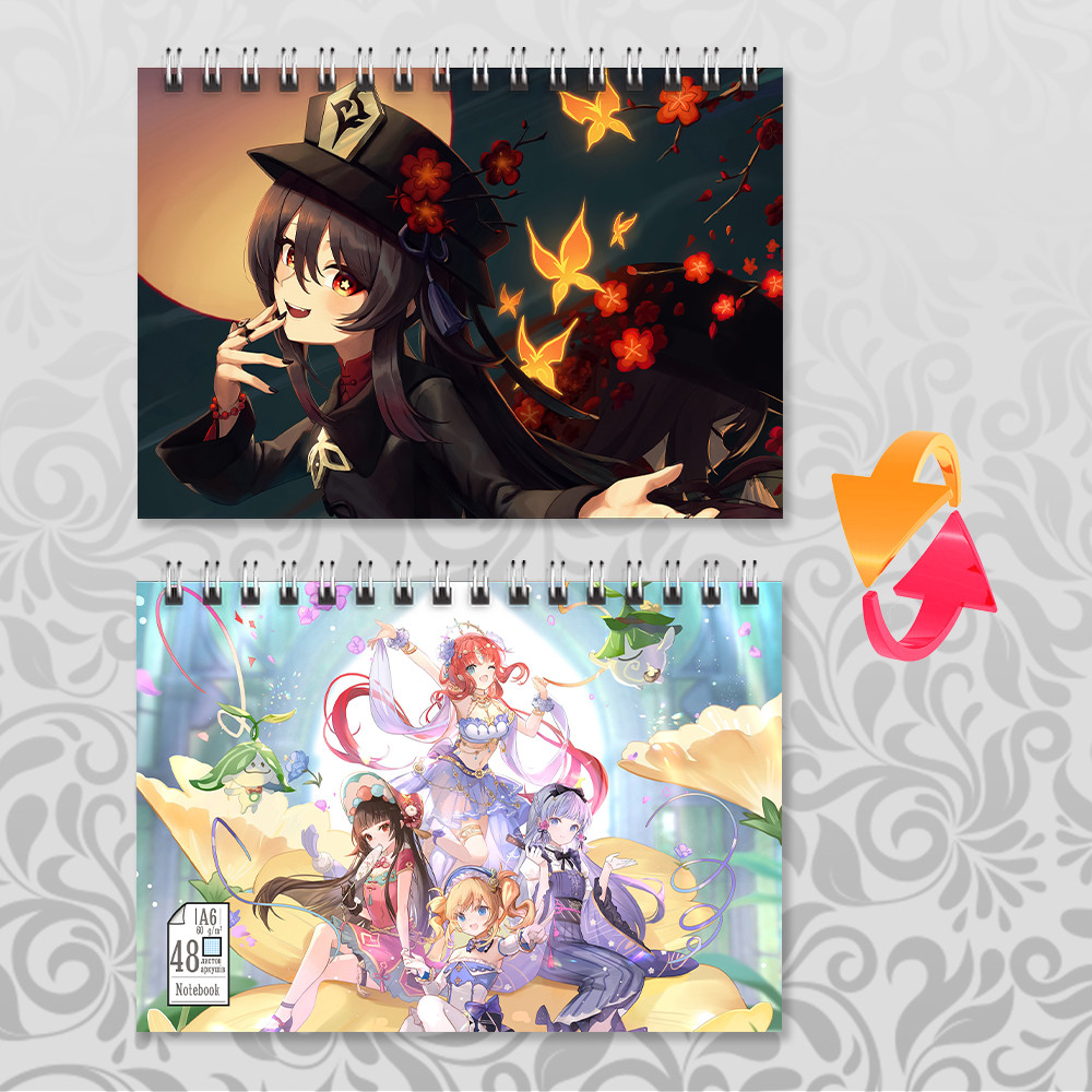 Блокнот на пружині в клітинку 48 арк. Genshin Impact 408, фото 1