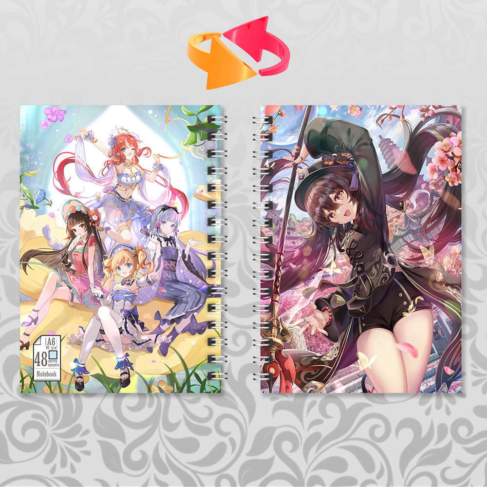Блокнот на пружині в клітинку 48 арк. Genshin Impact 438, фото 1