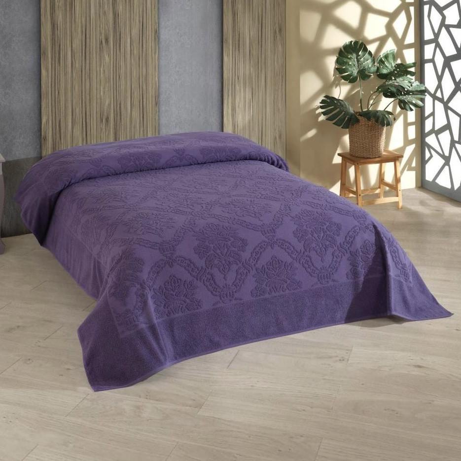 Махрове простирадло покривало 220х240см Luisa Premium Damask фіолетовий