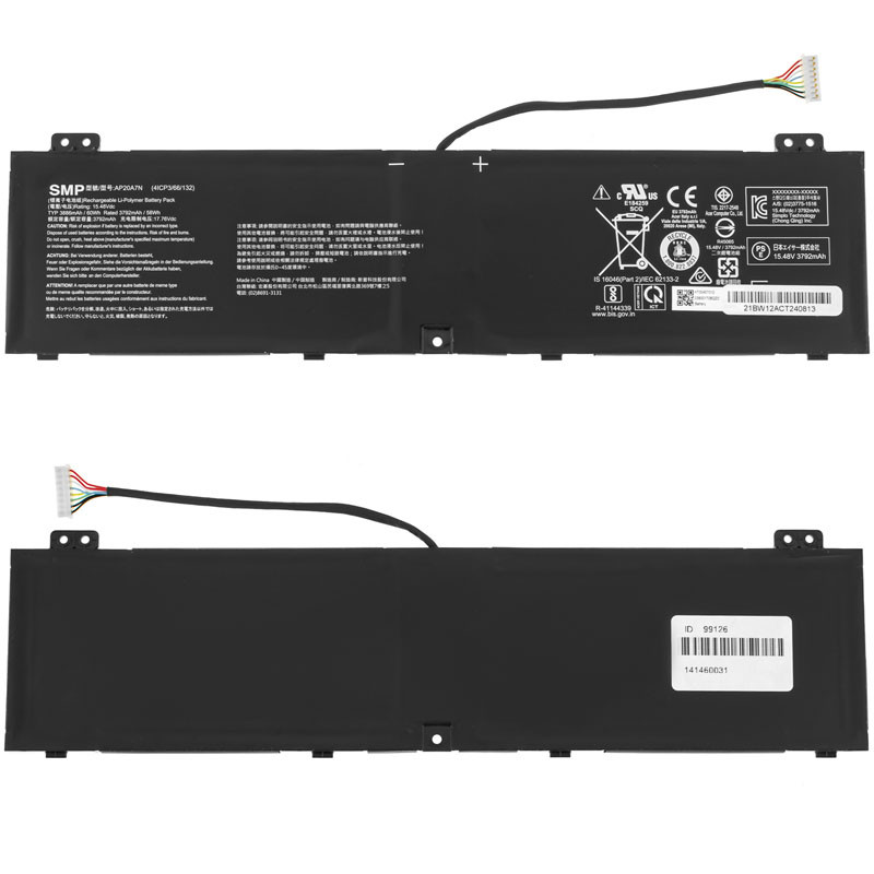 Оригінальна батарея для ноутбука ACER AP20A7N (Predator Triton 300 SE PT314-51s) 15.48V 3886mAh 60Wh Black (KT.00407.010)