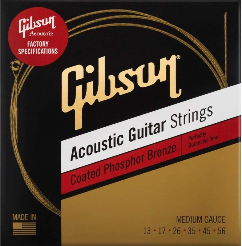 Струни для акустичної гітари GIBSON SAG-CPB13 COATED PHOSPHOR BRONZE ACOUSTIC GUITAR STRINGS 13-56 MEDIUM