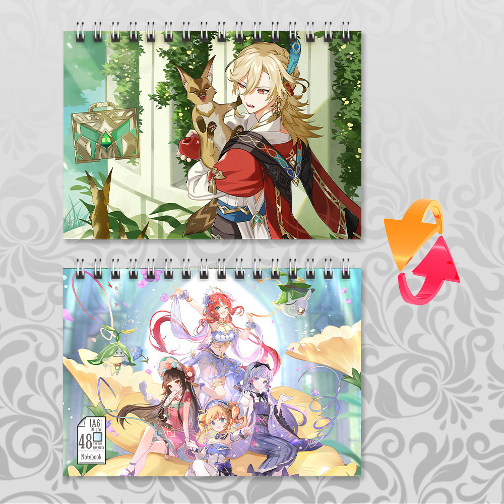 Блокнот А6 Genshin Impact Каве (у клітинку на 48 аркушів), фото 1