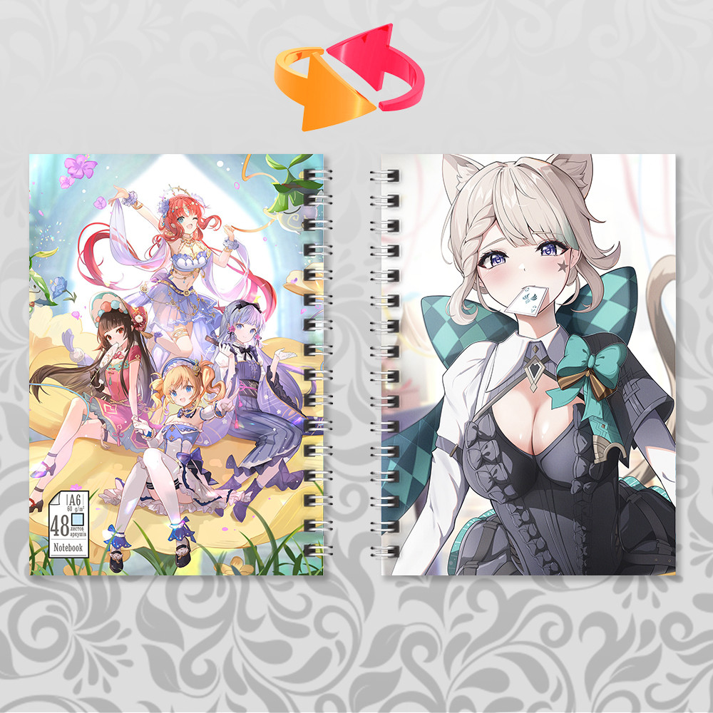 Блокнот А6 Genshin Impact Лінетт (у клітинку на 48 аркушів), фото 1