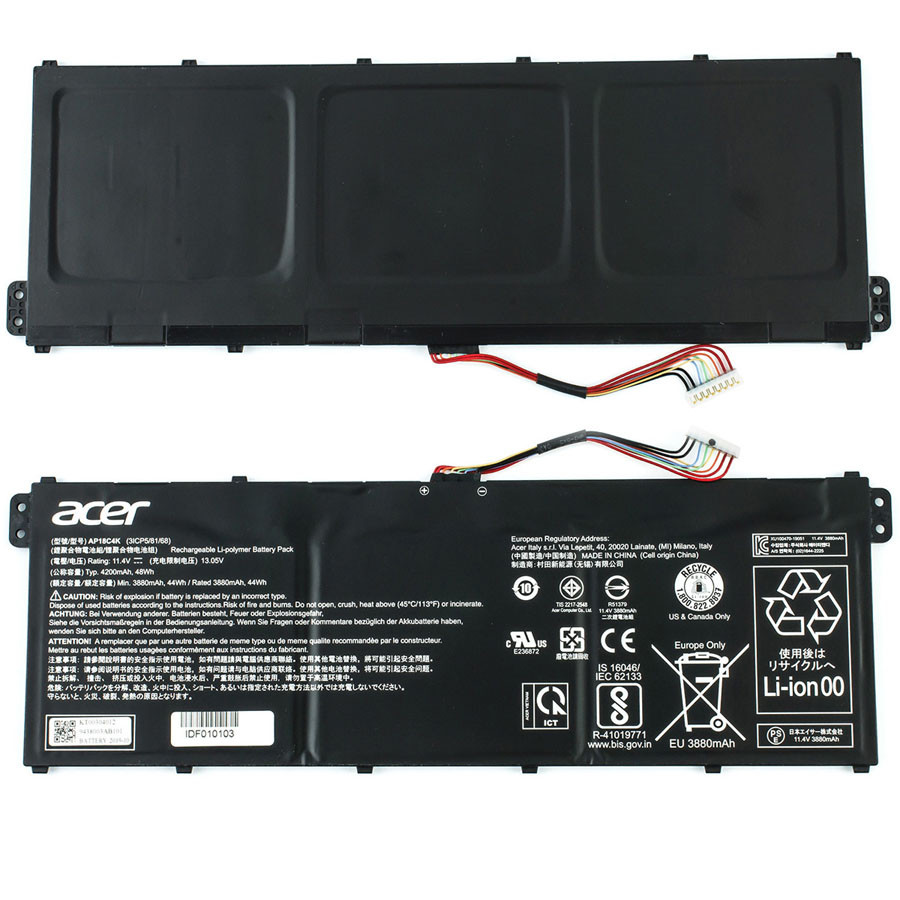 Оригінальна батарея для ноутбука ACER AP18C4K (Aspire 5: A515-43, A515-44, A515-54 series) 11.4V 4200mAh 48Wh, Black