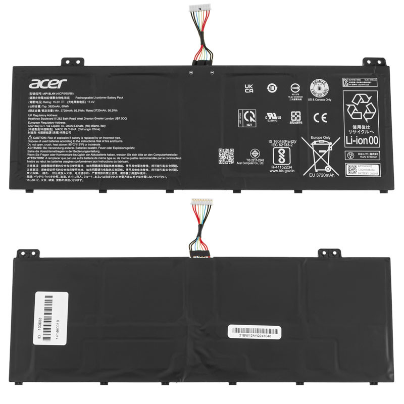 Оригінальна батарея для ноутбука ACER AP18L4N (TravelMate TMP614-51T-G2) 15.2V 3920mAh 60Wh Black (KT.00404.002)