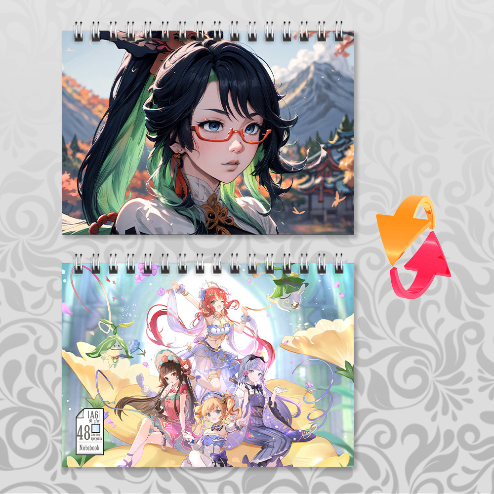 Блокнот А6 Genshin Impact Сянь Юнь (у клітинку на 48 аркушів), фото 1