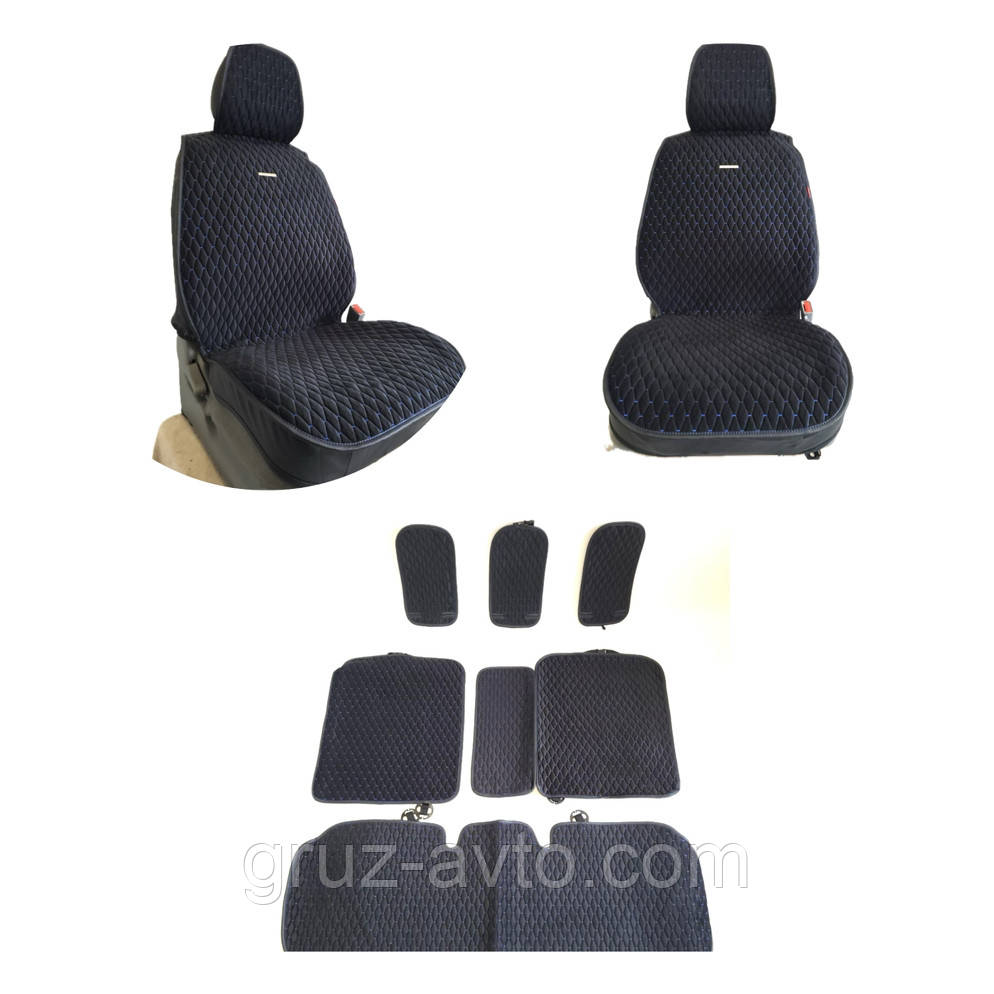 Накидки на сидіння Car Fashion модель  Rubin PLUS-Рубін плюс комплект на всі сидіння /чорний/чорний/синій 22699