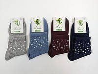 Носки женские средние Житомир Luxe хлопковые с узором горошка размер 36-40, 12 пар/уп ассорти