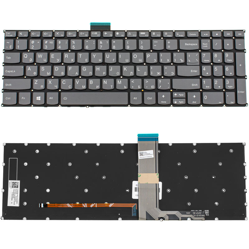 Клавіатура для ноутбука LENOVO (IdeaPad: 3-15, 3-17 series) rus, black, без кадру, підсвічування клавіш (ОРИГИНАЛ)