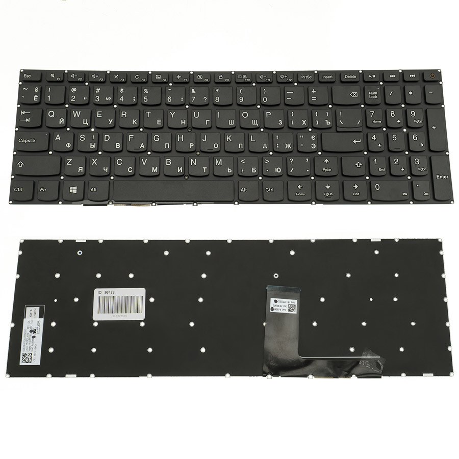 Клавіатура для ноутбука LENOVO (IdeaPad 110-15ACL) rus, black, без фрейма (оригінал)