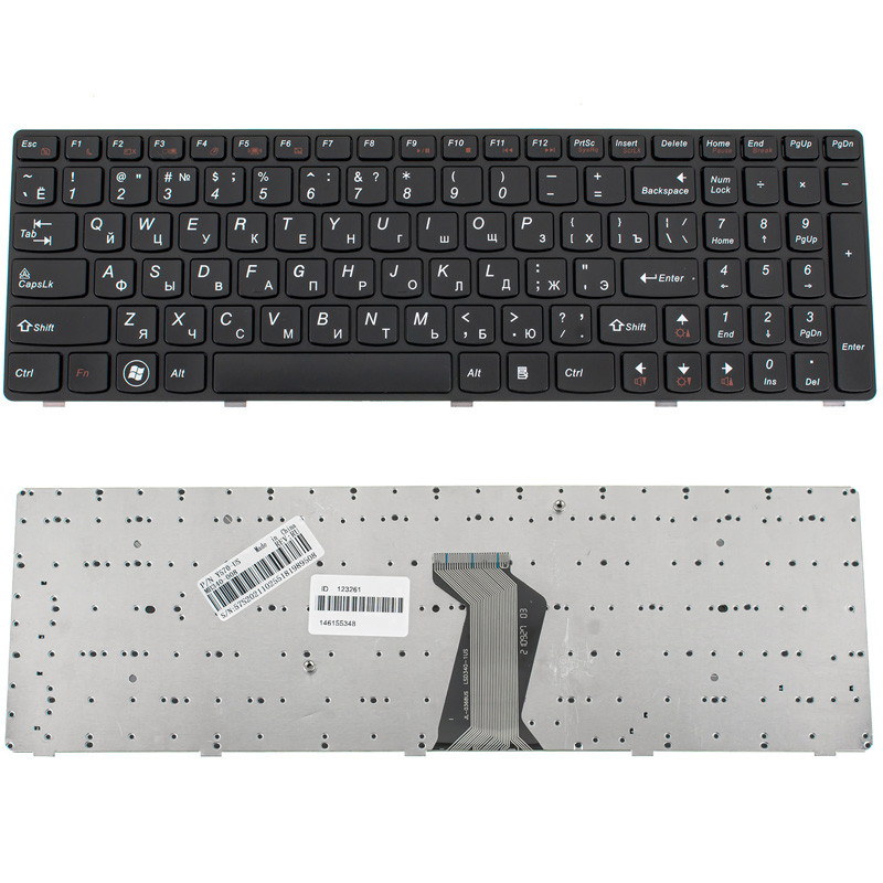 Клавіатура для ноутбука LENOVO (Y570) rus, black, black frame