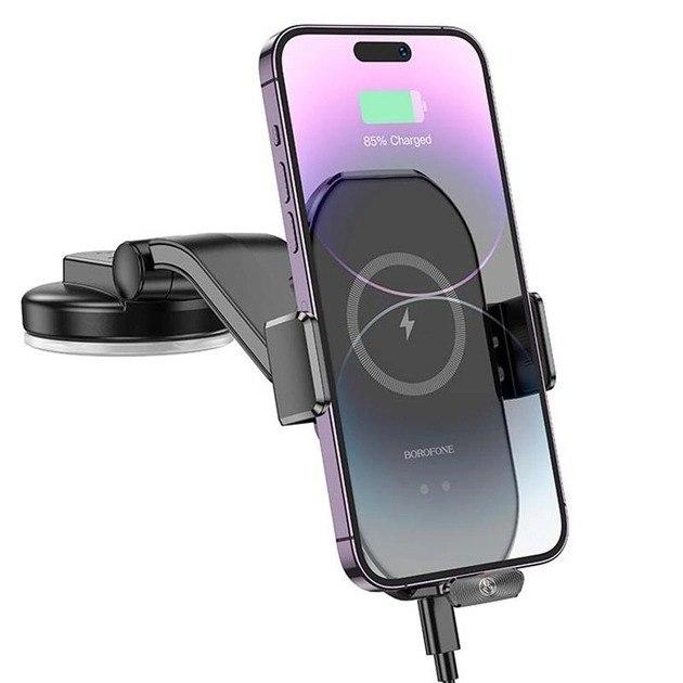 Автотримач із бездротовою зарядкою Holder BOROFONE BH206 Black