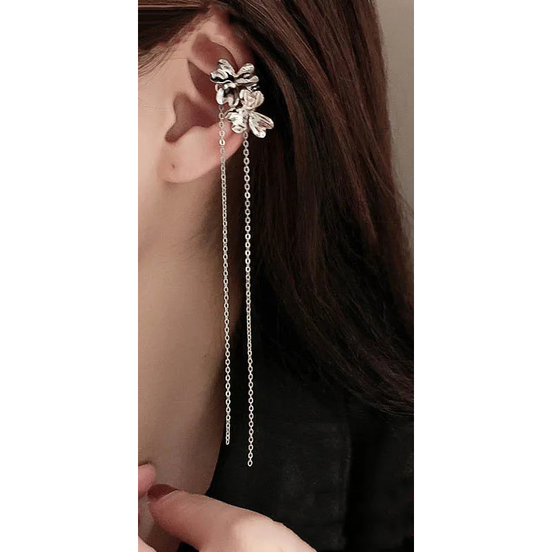 Біжутерія сережки-кліпси-кафи з медичної сталі Butterfly 4345 Silver