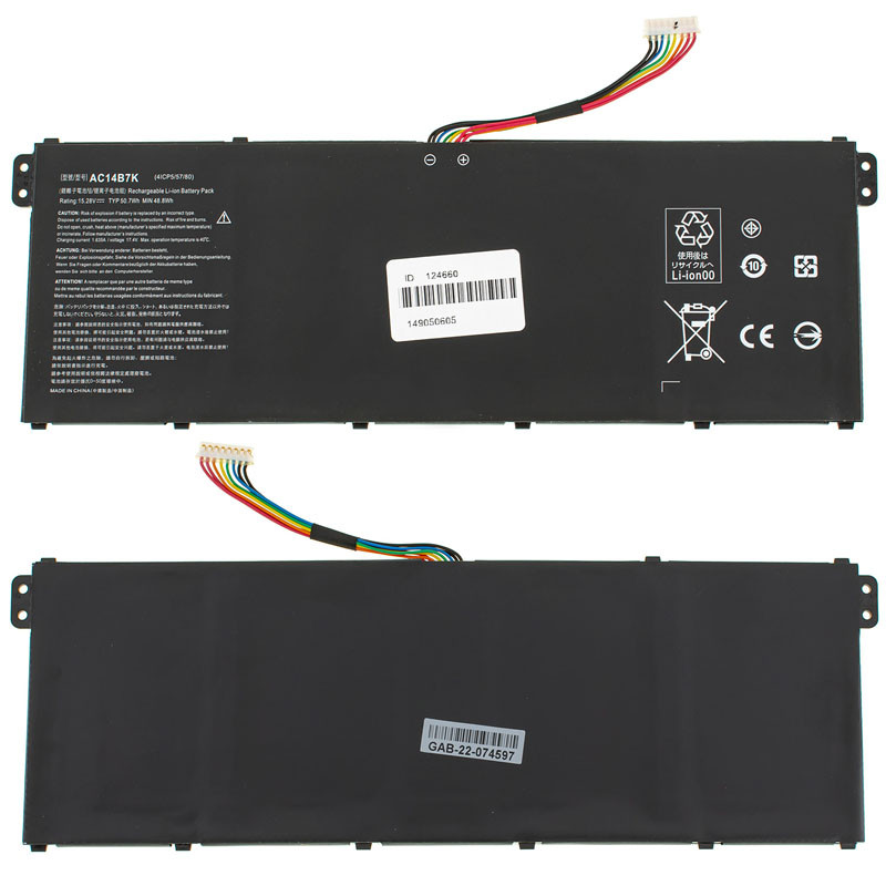 Батарея для ноутбука ACER AC14B7K (Spin 5 SP515-51GN, SWIFT 3 SF314-56, SF314-51, Nitro 5 AN515-42) 15.28V 3220mAh 48.8Wh, Black
