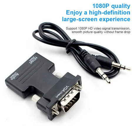 HDMI-сумісний перетворювач «мама-VGA-папа» із VGA із 3,5-мм аудіокабелем для PS4, проектор, монітор, портативний ПК, адаптер