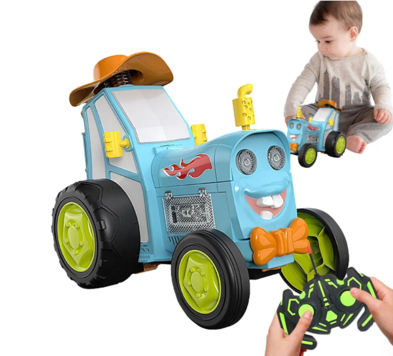 Детский танцующий трактор на пульте управления. Зеленый трактор. Музыкальный трактор (зеленый) Голубой - фото 1 - id-p2190870618