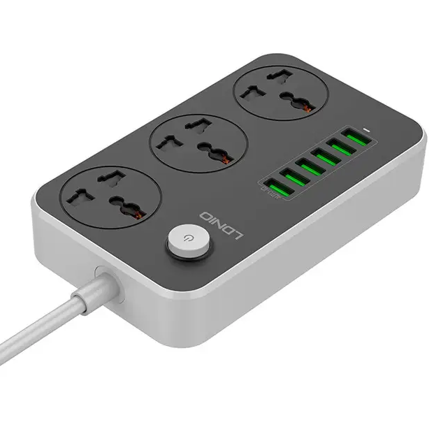 Подовжувач мережевий 1.6 метра Ldnio SC3604 |2500W, 10A, 6USB, 3.4A| Чорний, фото 1