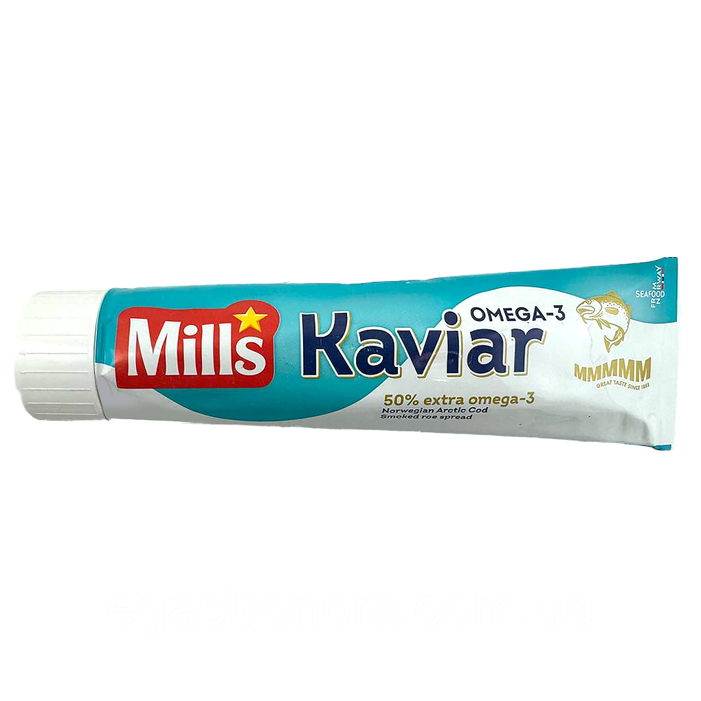 Закуска з копченої ікри тріски омега-3 Mills Міллс omega-3 185g 16шт/ящ (Код: 00-00016270)