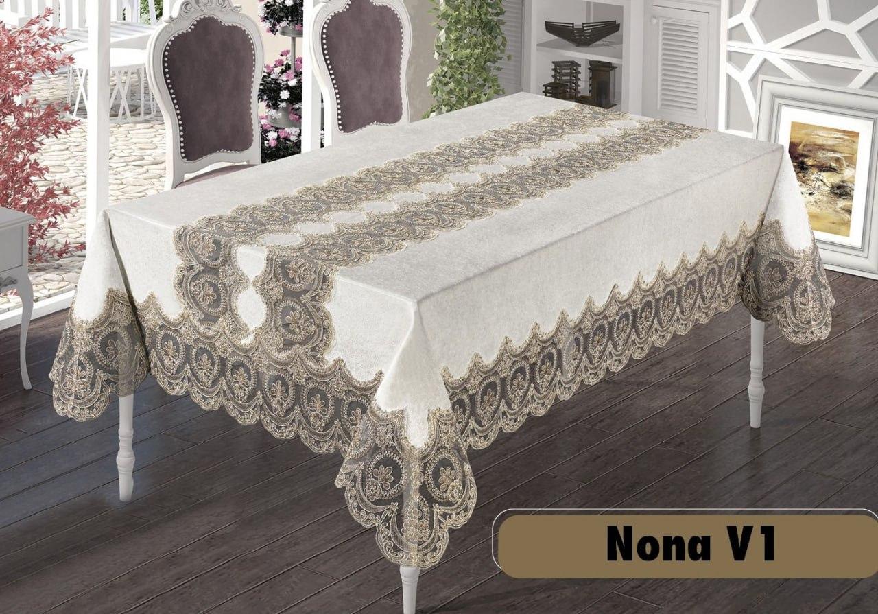 Скатертина з мереживом Nona V2 160*220