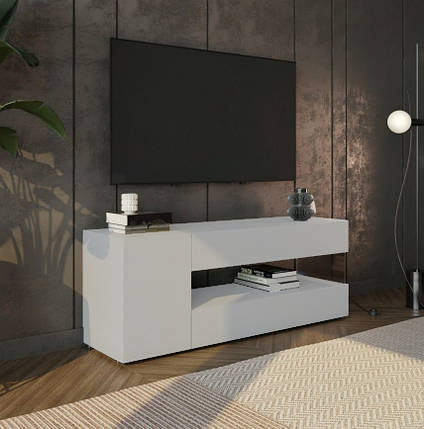 Тумба під ТБ GlassLine TV-03 МДФ білий софттач ТМ DecoGroup, фото 1