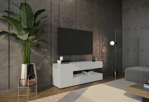 Тумба під ТБ GlassLine TV-03 МДФ білий софттач ТМ DecoGroup, фото 3