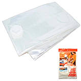 Вакуумний пакет для зберігання речей 68х98 см Чохол для пакування одягу з клапаном, фото 4