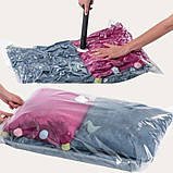 Вакуумний пакет для зберігання речей 68х98 см Чохол для пакування одягу з клапаном, фото 7